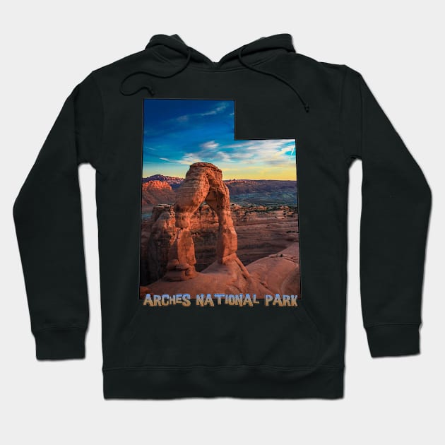 Utah State Outline (Arches National Park) Hoodie by gorff